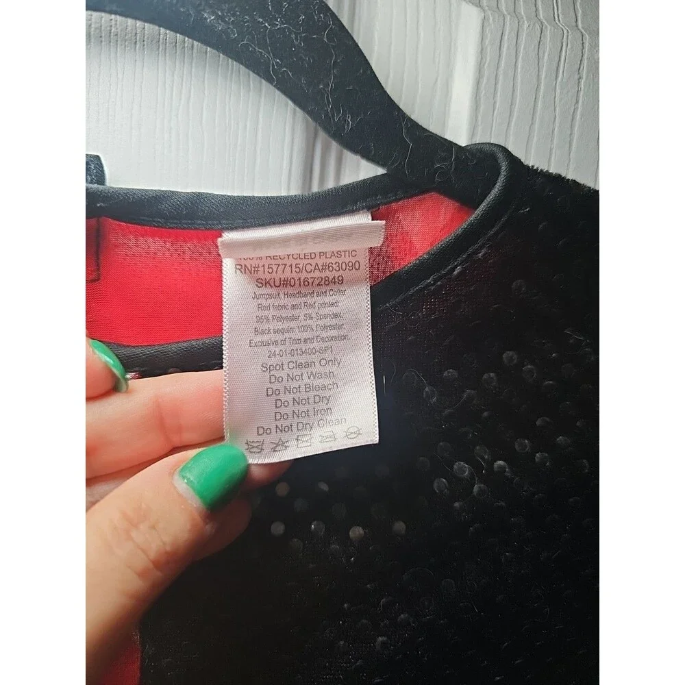 Black Red Clown Halloween Girls Large Costume Spirit - Picture 4 of 8